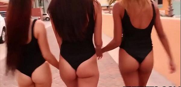  Teen beach biker girls give blowjobs and fuck with a guy